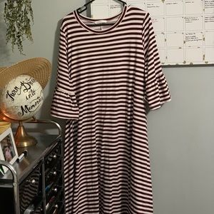 XXL Brown/Cream Striped Midi Dress
